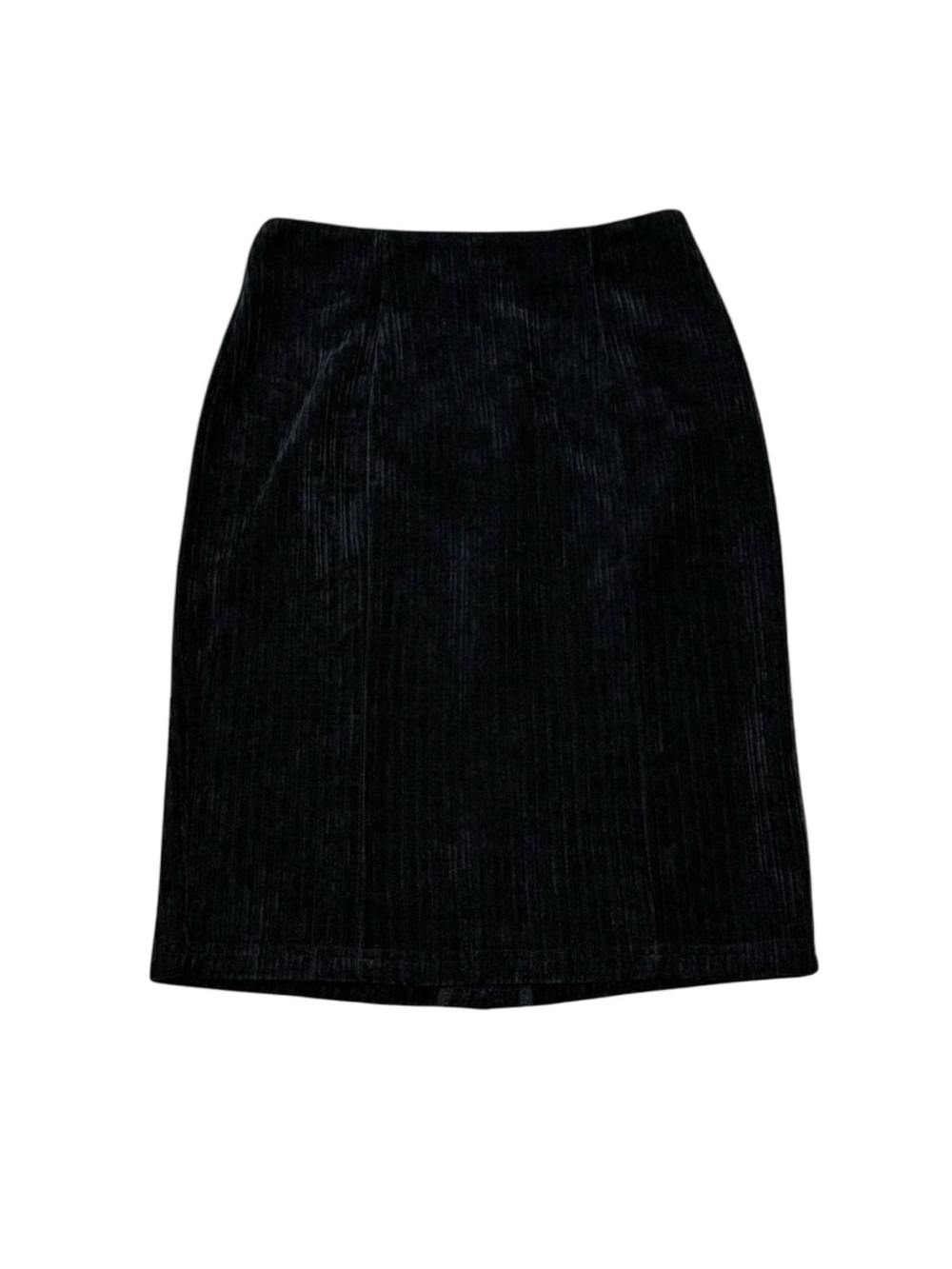 Women’s Kate Kasin Black Corduroy Skirt Poly Spandex Deadstock 2010s
